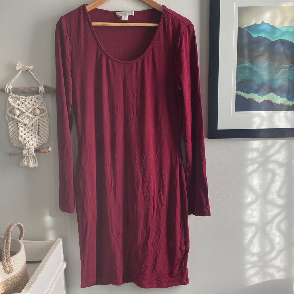 Chic Long Sleeve Burgundy Dress